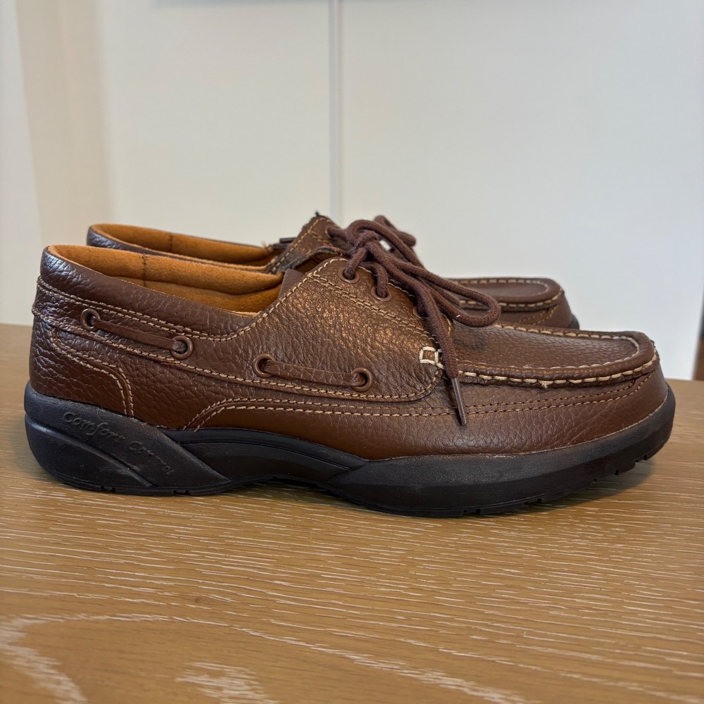 Dr. Comfort Patrick Brown Leather Boat Shoes Mens 10W Orthopedic Loafers 8520